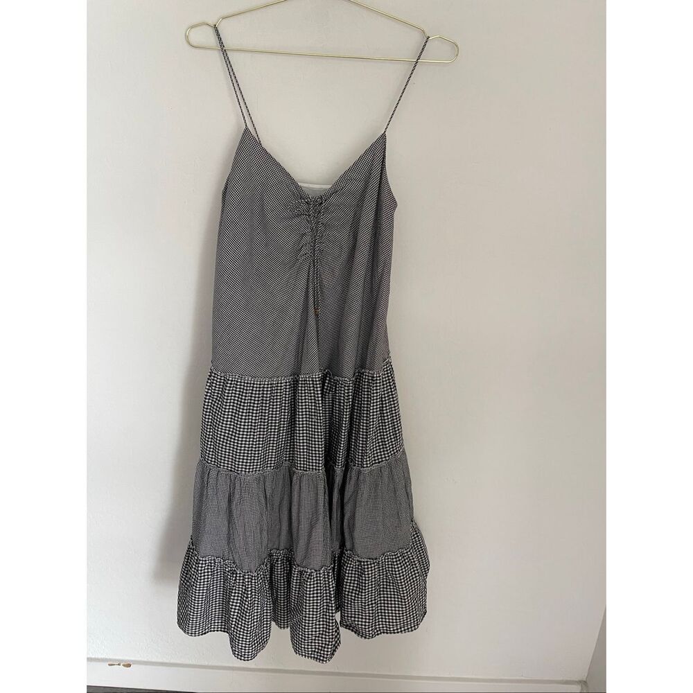 N/NICHOLAS Gingham Tiered Midi Dress Size Medium